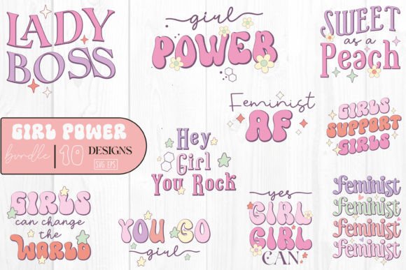 Girl Power Quote SVG Design Bundle for Crafts and Graphics